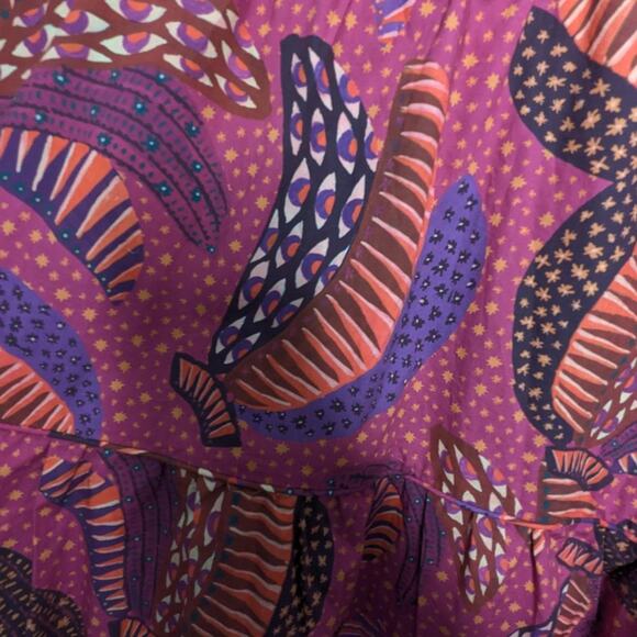 Farm Rio Pink Wild Bananas Print Ruffled Cotton Midi Dress New with Defect M - Picture 6 of 13